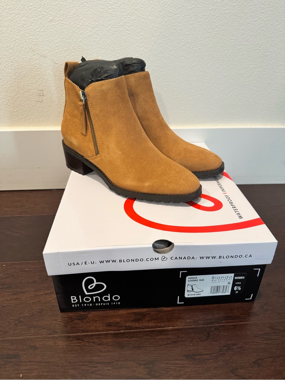 Blondo Tan Suede Ankle Booties with Side Zip